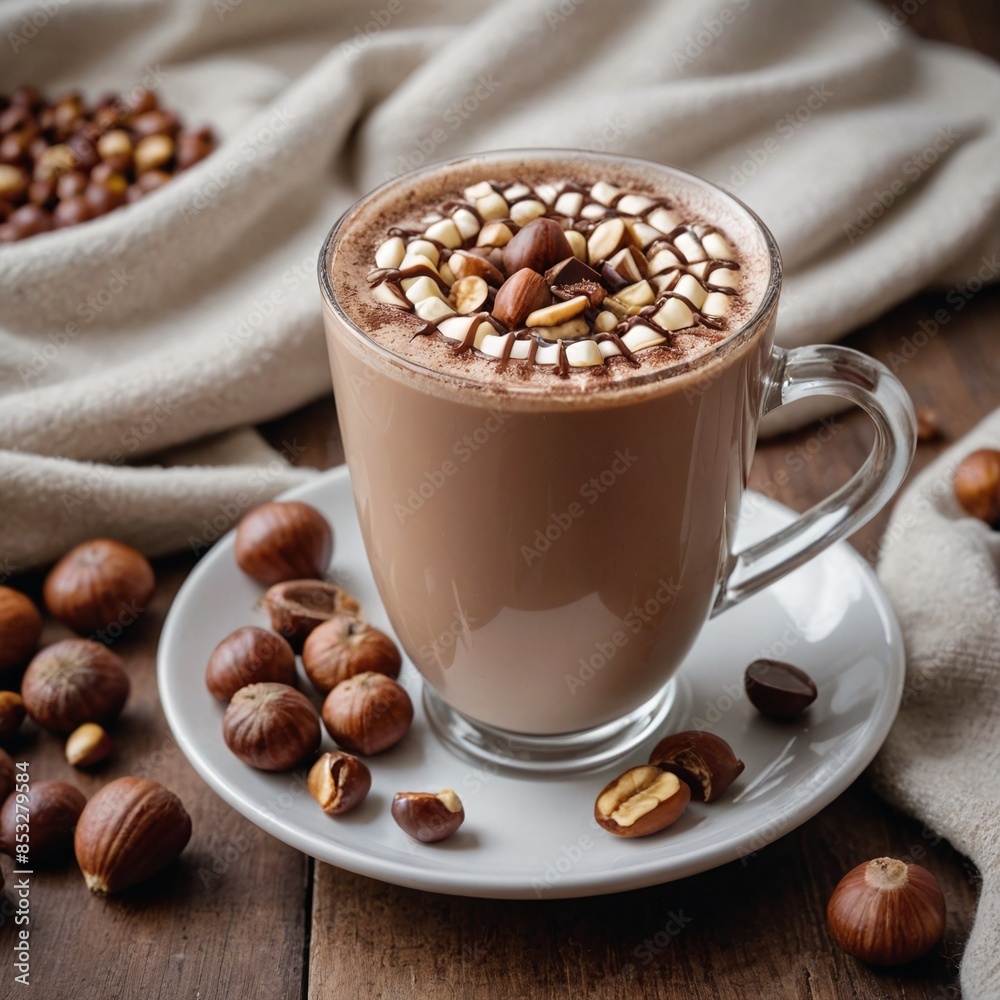 Warm Hazelnut Mocha Delight on a Winter Morning