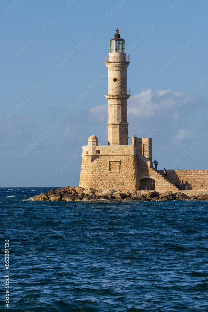 Europe, Greece, Crete, Chania harbor, old town. Chania Lighthouse. Europe, Greece, Crete, Chania harbor, old town. Chania Lighthouse.