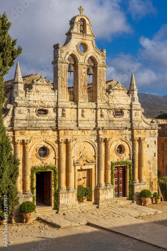 Europe, Greece, Crete, Rethymno. Venetian Baroque, 16th C. Eastern Orthodox Monastery.  The Holy Monastery of Arkadi. © Emily_M_Wilson