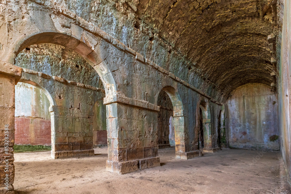 Europe, Greece, Crete, Chania, Aptera. Urban and political center of ancient Aptera. Roman ruins. Three vaulted ancient cistern. Europe, Greece, Crete, Chania, Aptera. Urban and political center of ancient Aptera. Roman ruins. Three vaulted ancient cistern.