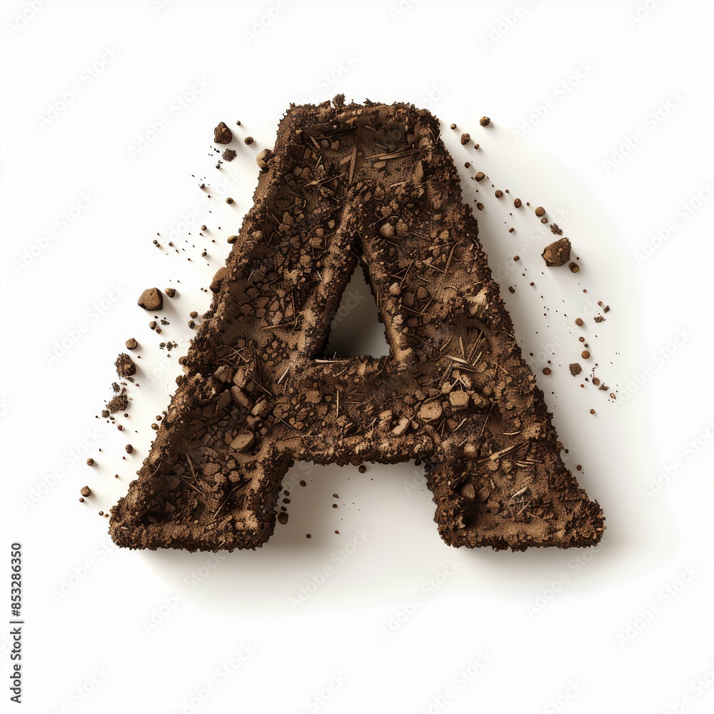 Soil alphabet, realistic letters soil, soil font letter A Stock ...