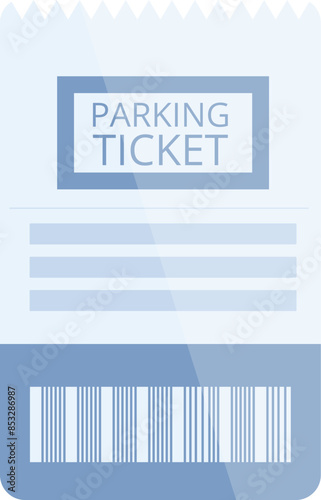 Parking ticket informing about fine for illegal parking showing with barcode