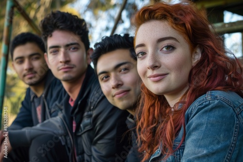 Portrait of a group of young people in an outdoor setting.