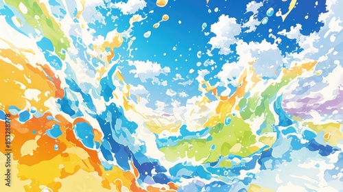 Colored Liquid Making Water Splashes Abstract Background