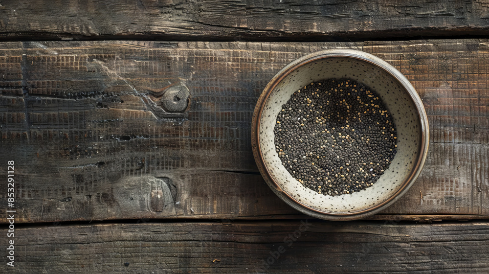 small saucer with dried poppy seed spice small saucer with dried poppy seed spice