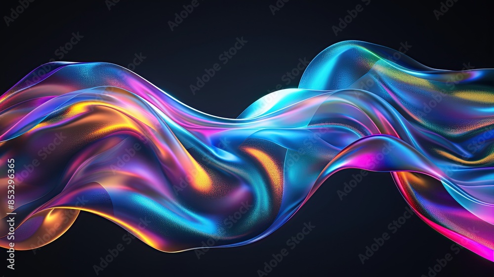 Naklejka premium Gradient Waves and Glossy Colors Abstract Background