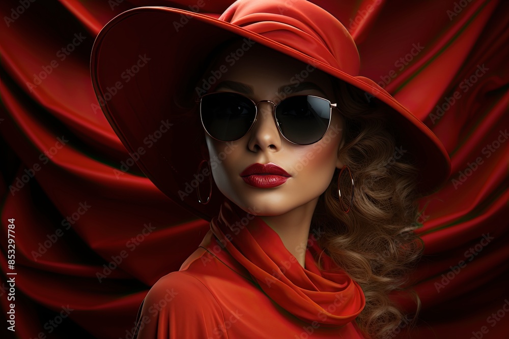 Fashionable woman in coat and sunglasses posing on pink background. Fashion woman cloth flyer design. Beauty, fashion. Fashionable woman in coat and sunglasses posing on pink background. Fashion woman cloth flyer design. Beauty, fashion.