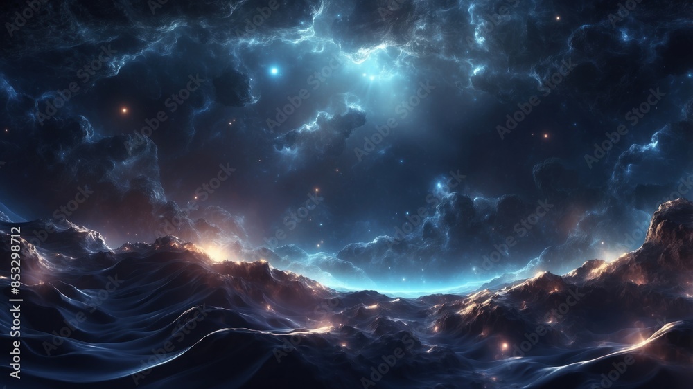 Beautiful wallpaper unearthly skyline of space