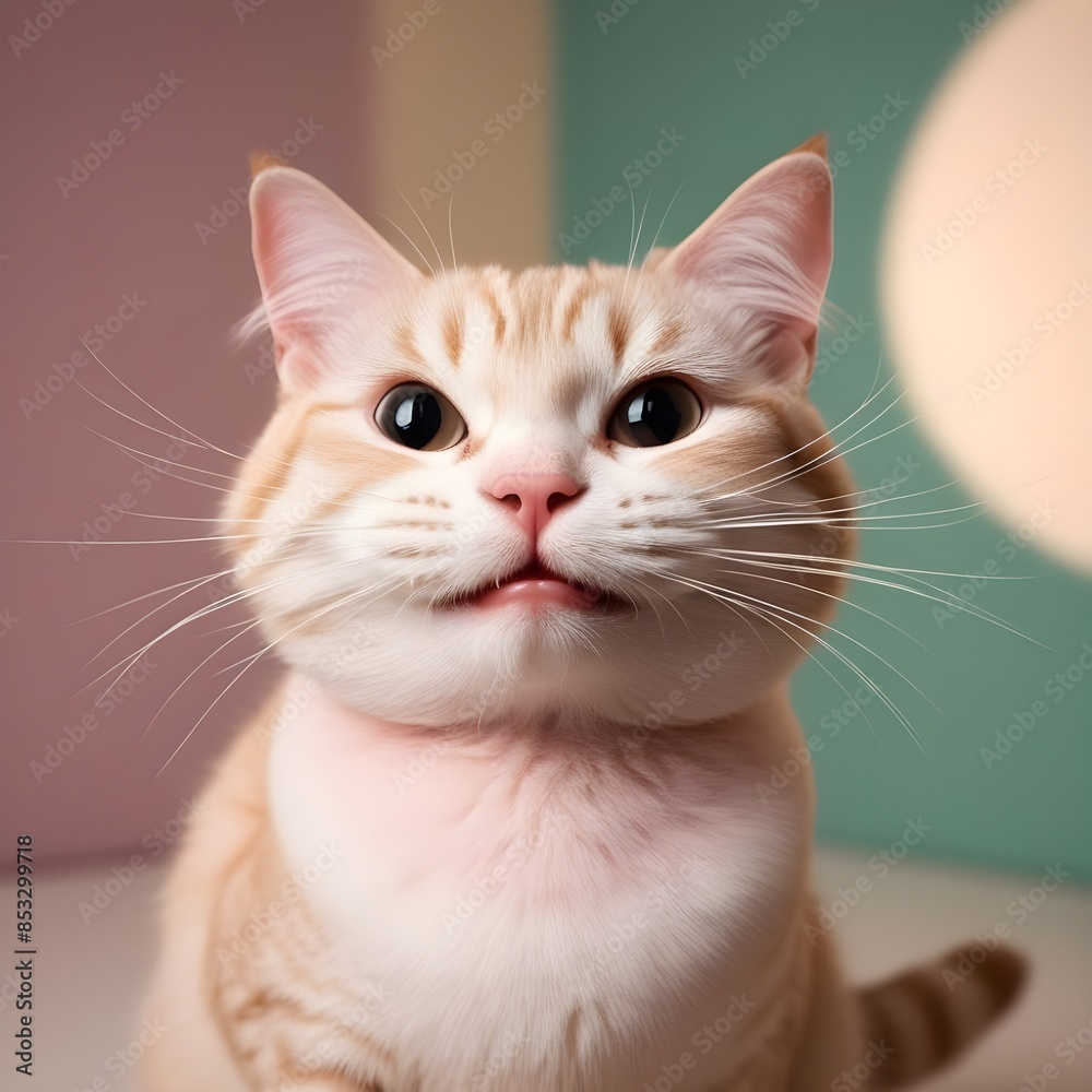 A portrait whimsical feline cat, full eyelashes, soft pink skin, against a creamy, blurred background. A portrait whimsical feline cat, full eyelashes, soft pink skin, against a creamy, blurred background.