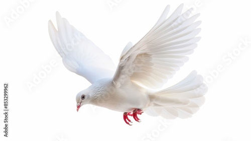White dove pigeon bird isolated on white wallpaper background
