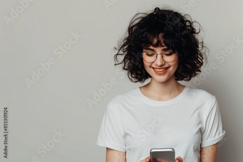 woman with phone, smiling