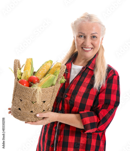 Mature female farmer with w...