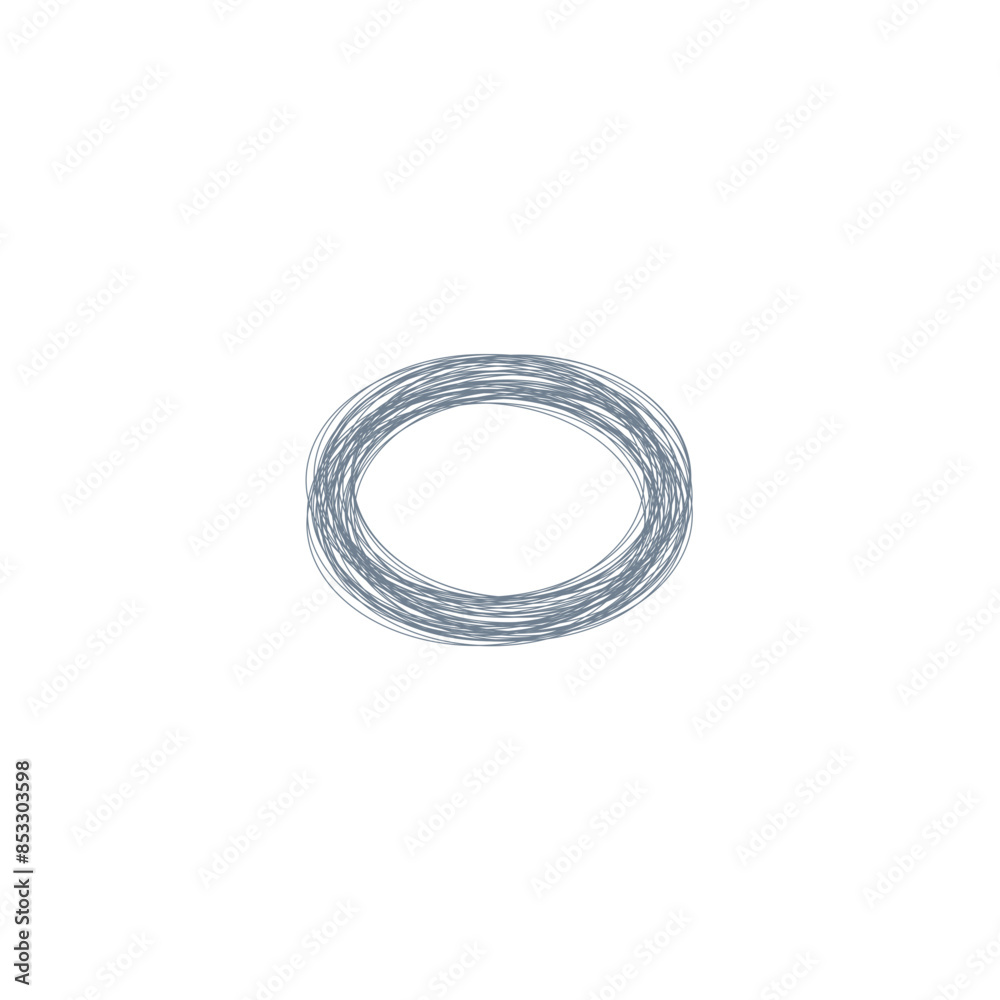 Fototapeta premium An abstract grunge scribble circular shape outline design element.