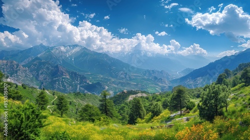 beautiful mountains landscape panorama AI generated © SULAIMAN
