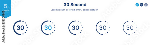 30 second icon timer clock sign. countdown icon , Time passage icon. deadline symbol