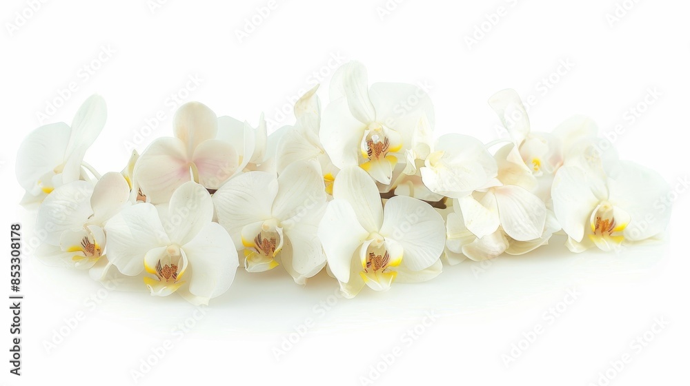 Obraz premium Flowers orchid branch floral isolated on white wallpaper background