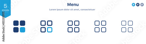 Menu icon set. layout grid icon ; photo grid icon ; photos frame collage icon ; grid menu icon sign button