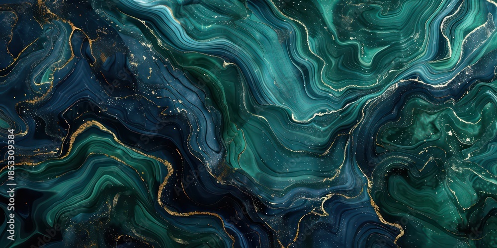 Obraz premium A close-up green and navy palette marquetry texture wallpaper, abstract