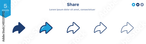 Share icon set. share arrow icon symbol ; social media share vector icon ; reply send forward icons