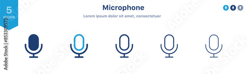 Microphone icon set vector mic icon symbol ; Podcast microphone web icon ; record, audio, sound, voice icons