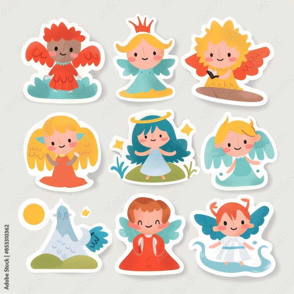 A set of vibrant and engaging stickers featuring angels and demons, with colorful and action-packed scenes, suitable for a children's Bible magazine page.
A set of vibrant and engaging stickers featuring angels and demons, with colorful and action-packed scenes, suitable for a children's Bible magazine page.