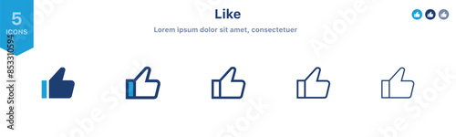 Like icon button set. Thumb up icon symbol ; social media like vector icon ; add to favorite icon Finger up symbol ; recommended, rating, vote icons