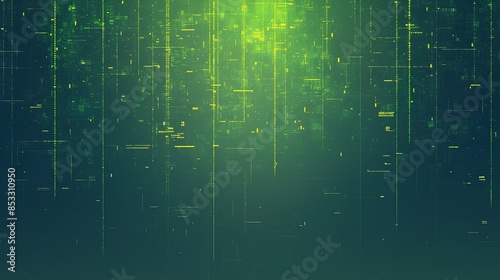 Abstract Digital Technology Background: Neon Green Matrix of Data Points and Lines Illustrating Connectivity and Complexity.