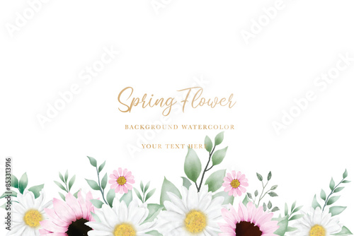 Hand drawn watercolor daisy flower background design