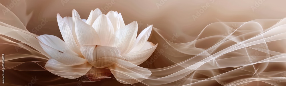 Lotus white light with pearls on a sparkly background. Close-up of a water lily flower with buds .Image for wedding invitations, packages, and cards. 3D rendering. Lotus white light with pearls on a sparkly background. Close-up of a water lily flower with buds .Image for wedding invitations, packages, and cards. 3D rendering.