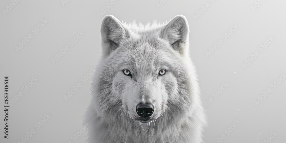 Obraz premium White wolf head on white background