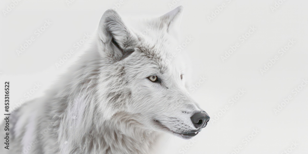 Obraz premium White wolf head on white background