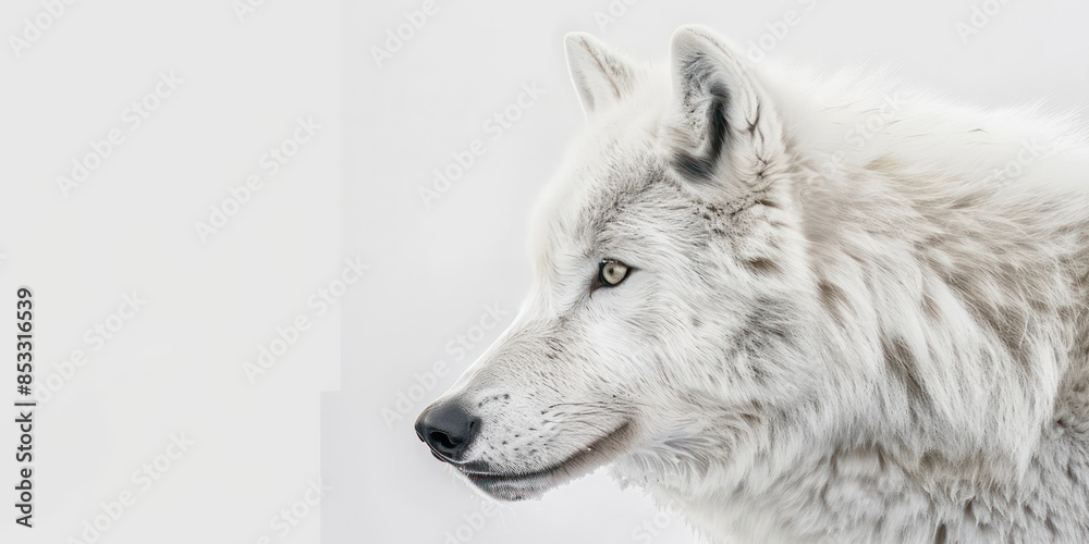 Obraz premium White wolf head on white background