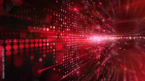 Red pixelated background illustrating a digital data point pattern, representative of digital technology. Generative AI.
