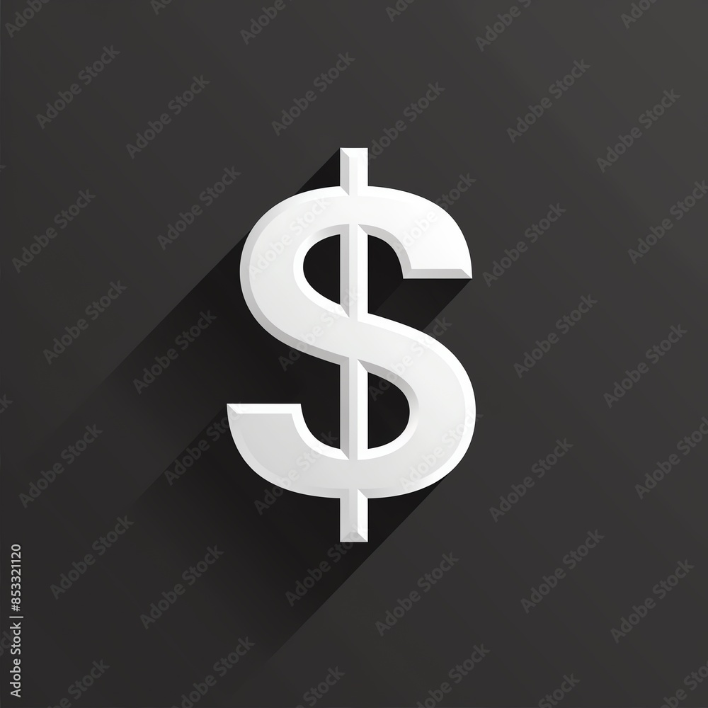 Minimalist dollar sign icon, flat design, sharp lines, monochrome palette, perfect for finance apps Minimalist dollar sign icon, flat design, sharp lines, monochrome palette, perfect for finance apps