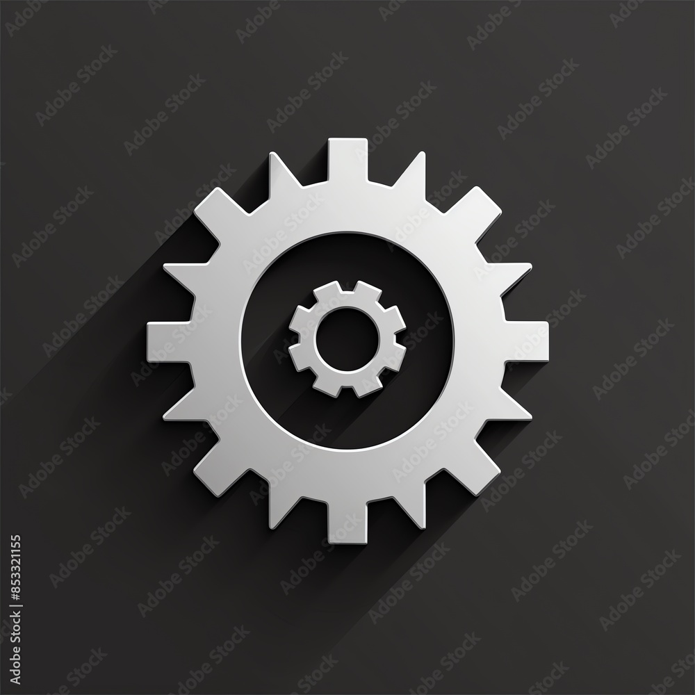 Minimalist gear icon, flat design, sharp edges, monochrome, perfect for settings and tools Minimalist gear icon, flat design, sharp edges, monochrome, perfect for settings and tools