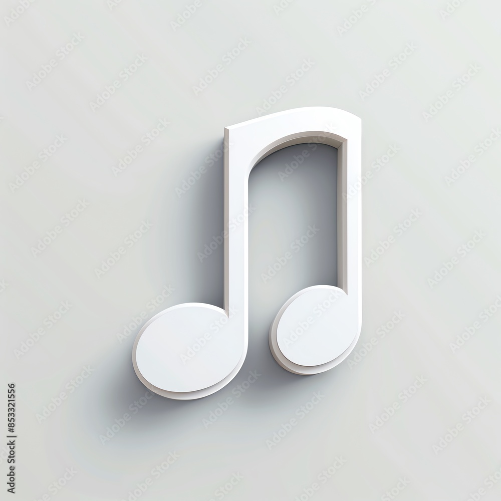 Sleek music note icon, clean design, smooth curves, neutral palette, ideal for media interfaces Sleek music note icon, clean design, smooth curves, neutral palette, ideal for media interfaces