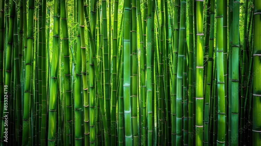 Dense bamboo forest, vibrant green stalks, vertical lines, natural symmetry Dense bamboo forest, vibrant green stalks, vertical lines, natural symmetry