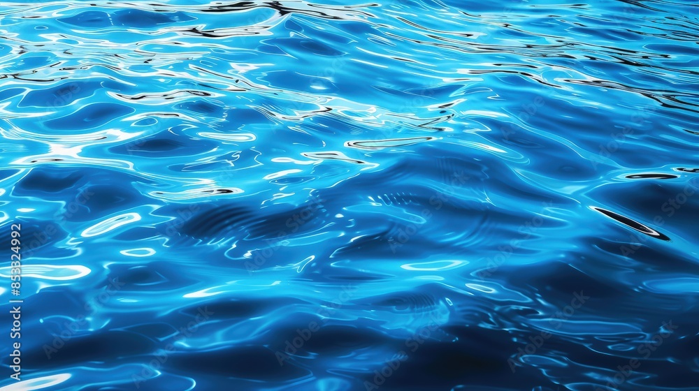 Rippling blue water with light reflections, creating a mesmerizing pattern Rippling blue water with light reflections, creating a mesmerizing pattern