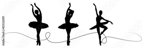 line art silhouette illustration  background for a Ballet dancers