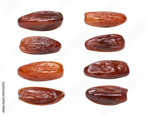 Dried dates fruits on white background