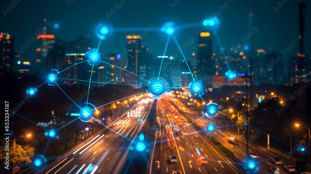 Smart city and internet, wireless communication network, abstract image visual Smart city and internet, wireless communication network, abstract image visual
