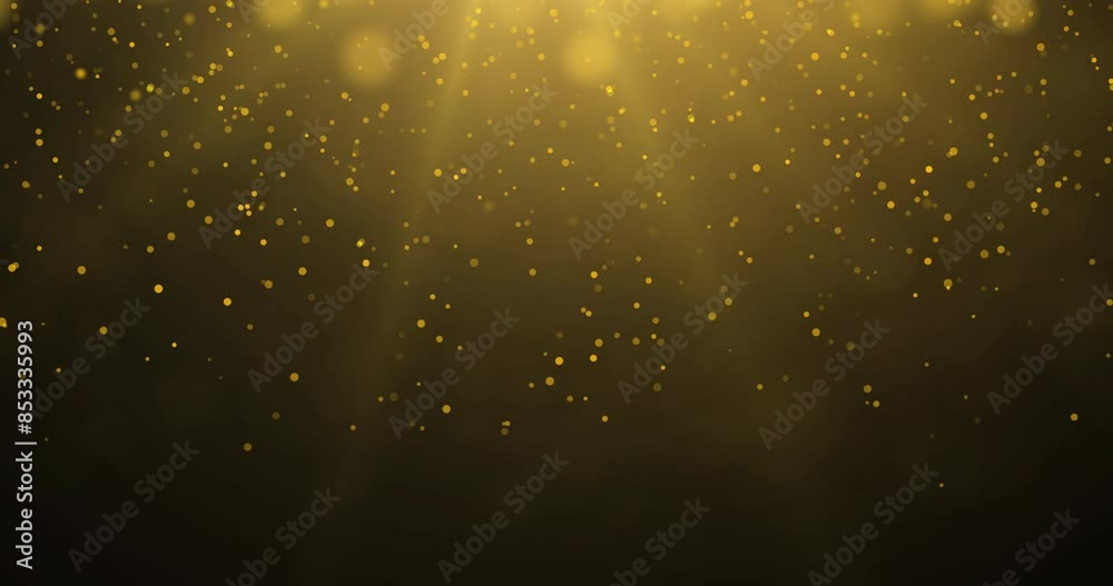 Golden luxury bokeh on particles floating in the air. Dust and glitter ...