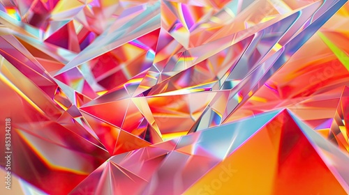 Abstract 3D Geometric Background with Iridescent Triangles