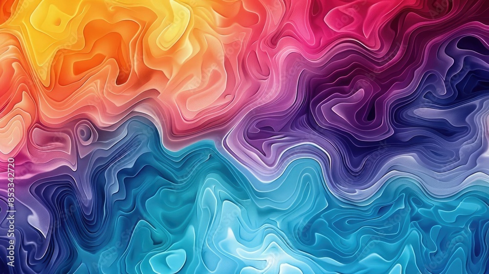 Abstract Background with Wavy Lines in Yellow, Red, Purple, and Blue Abstract Background with Wavy Lines in Yellow, Red, Purple, and Blue