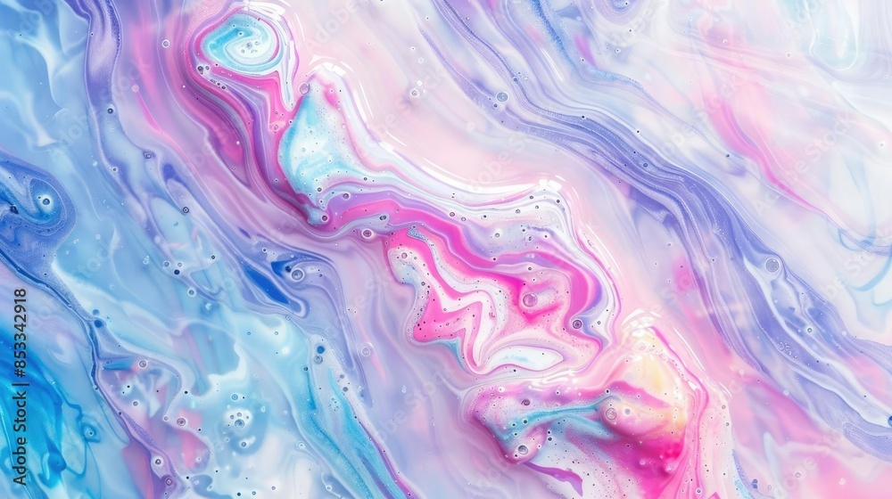 Abstract Liquid Art: Pastel Swirls and Bubbles