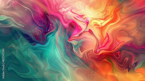 Abstract Background - Vibrant Swirling Colors in Teal, Orange, Pink