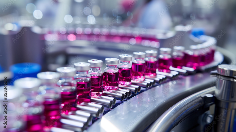 medical vials on production line in a pharmaceutical company manufacturing facility medical vials on production line in a pharmaceutical company manufacturing facility