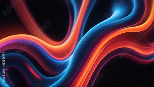 Abstract liquid wallpaper. Futuristic fluid backdrop. Blue orange smoke on black background. Flowing energy. Sci-fi stock illustration