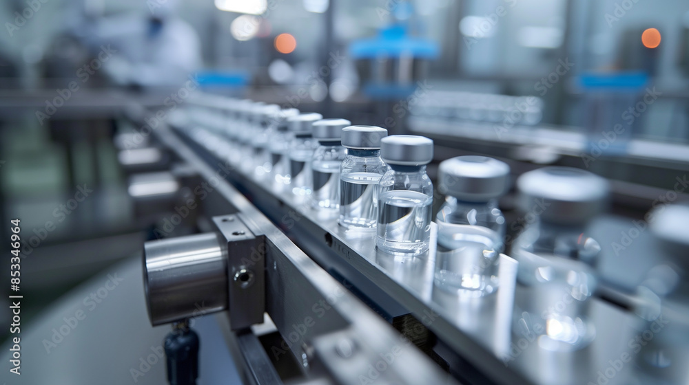 medical vials on production line in a pharmaceutical company manufacturing facility medical vials on production line in a pharmaceutical company manufacturing facility