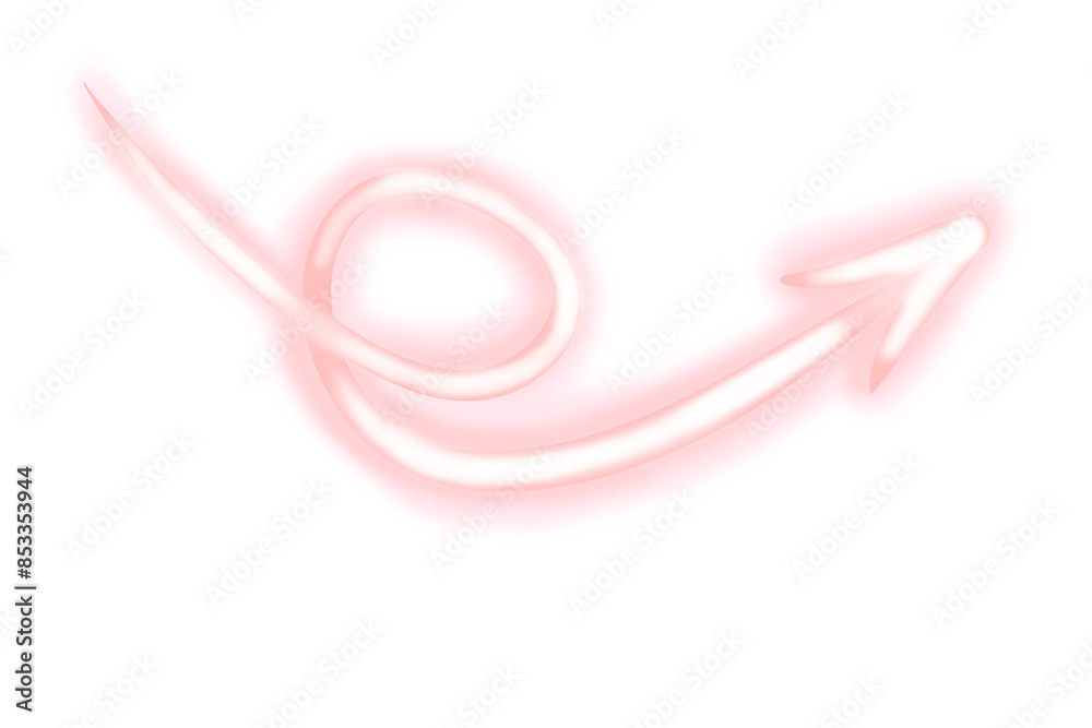 Direction arrow with lights and bursts in pink illustration Direction arrow with lights and bursts in pink illustration
